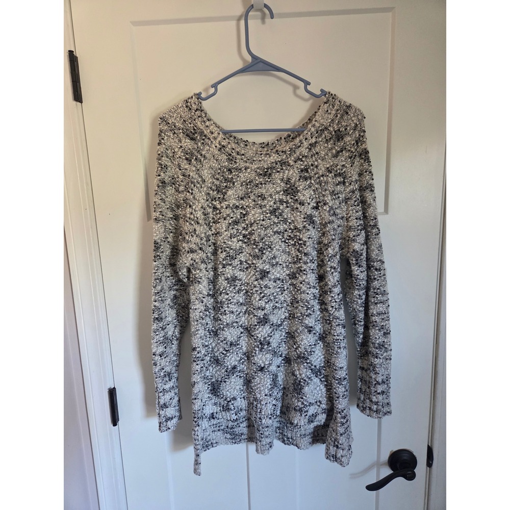 Maurices Womens Black White Marled Knit Pullover Sweater Size Large Long Sleeve